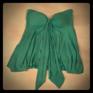 Turquoise strapless flare top W Large with tie